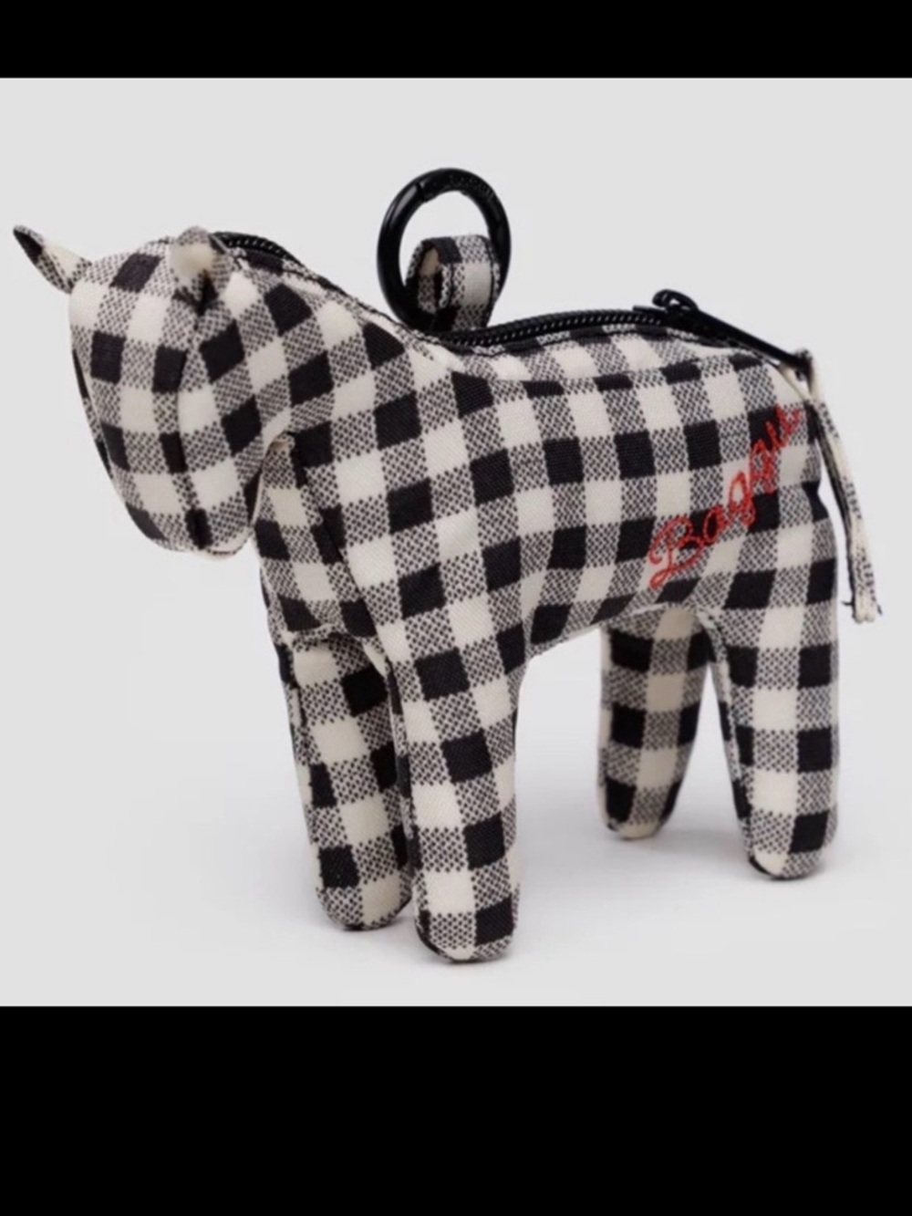 NEW! BAGGU horse charm in gingham black and white & embroidered logo NWT